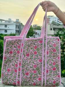 Bolso Tote de Algodón Acolchado de Color Sólido, Hecho a Mano, Ligero, Ecológico, Reutilizable, para Compras y Viajes, Estilo Vintage, Abierto, para Mujer - Product Image 3