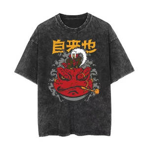 T-shirt en coton imprimé anime japonais vintage pour hommes, style streetwear Harajuku, été, noir, manches courtes, coupe ample, t-shirt en coton - Product Image 3