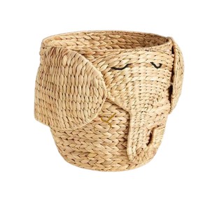 Cesta de Almacenamiento de Jacinto de Agua con Forma de Elefante Adorable, Contenedor Organizador de Juguetes Tejido con Forma de Animal para Habitación Infantil - Product Image 1