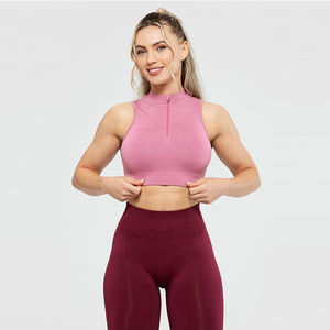 Débardeurs de sport pour femmes en coton 100% légers, respirants, à séchage rapide, coupe ajustée, demi-zip, longueur standard, nouvelle mode - Product Image 1