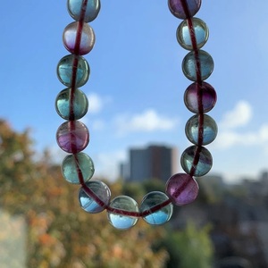 Natural Rainbow Fluorite <b>Beaded</b> <b>Bracelet</b> for Healing Reiki Energy Jewelry Unisex Gift 8mm - Product Image 2