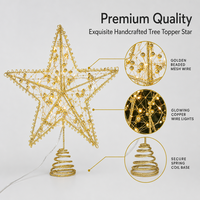 Décor de Noël pour la maison : Étoile lumineuse à LED à piles avec base à ressort pour le sommet de l'arbre
