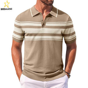 Chemises polo en tricot pour hommes, chemises décontractées à manches courtes boutonnées, chemises polo classiques en crochet, chemises polo à col pour le golf - Product Image 1