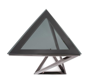 Modern <b>Black</b> Marble Look <b>Console</b> <b>Table</b> Metal Side <b>Table</b> Triangle Coffee <b>Table</b> Decorative Accent Furniture - Product Image 4