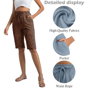 Shorts Capri Décontractés pour Femmes en Tissu Extensible Confortable avec Cordon de Serrage à la Taille – Idéal pour la Marche, les Voyages et les Activités de Plein Air – Fabricant de Vêtements - Product Image 4