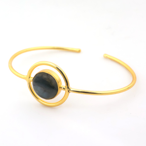 Shahnaz <b>Gems</b> Jewels Natural Labradorite Gemstone 18K Gold Filled Bangle | Adjustable Open Cuff <b>Bracelet</b>-Party Jewelry for Women - Product Image 1