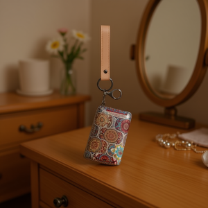 Portachiavi quadrato in stile etnico Kz, specchio portatile da 6,2x8,6 cm con cinturino per donne e ragazze - Product Image 2