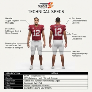Custom Men's American Football Uniform Set Crimson Mesh Jersey and White Pant Sewn Twill Numbers OEM Sialkot Factory - Product Image 5
