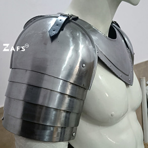 Conjunto de Armadura Medieval de Gorgeta y Pauldron de Acero Suave Plateado para Cuello y Hombros de Caballero, para Disfraces de Recreación Histórica - Product Image 3