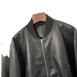 Veste en cuir courte de couleur unie, style rétro, fermeture éclair courte, décontractée, assortie à tout, veste en cuir pour femme, nouvelle collection automne-hiver - Product Image 4