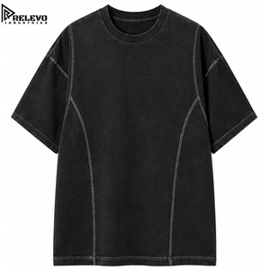เสื้อยืดโอเวอร์ไซส์ทรงวินเทจผ้าฝ้าย 100% คุณภาพสูง ล้างสีแบบแอซิดวอช ตัดเย็บแบบสามแผง สไตล์สตรีทแวร์ ไหล่ตก ทรงหลวม - Product Image 1