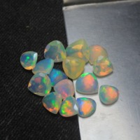 Ópalo Etíope Natural en Forma de Corazón de 5mm, Corte Facetado, con Juego de Color o Multifuego, para Fabricación de Joyas, Venta al Por Mayor