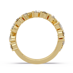Anillo de Oro Puro de 14K con Diamantes Cultivados en Laboratorio, Corte Pera y Corte Redondo, Media Eternidad, Anillos de Boda y Aniversario, ¡Gran Oferta! - Product Image 4