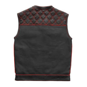 Chaleco de Cuero Genuino para Motociclistas, con Costuras Rojas, Elegante, en Varios Colores, Venta al Por Mayor - Product Image 2
