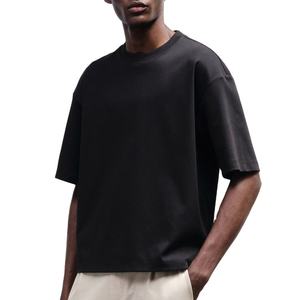 T-shirt à manches courtes pour homme, coupe classique, couleur unie, col rond, style décontracté, tissu jersey polyester/coton, anti-plis à l'avant - Product Image 5