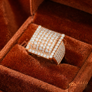 แหวนผู้ชายชุบทองคำขาว 18K หรูหรา ประดับเพชรโมอิสซาไนต์ทรงสี่เหลี่ยมใหญ่ สไตล์ฮิปฮอป สีชมพูทอง ระยิบระยับ สำหรับผู้ชาย - Product Image 5