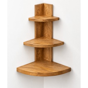 Handcrafted Mango <b>Wood</b> Tiered <b>Corner</b> <b>Shelf</b> Wholesale | Aqdus Saleem - Product Image 1
