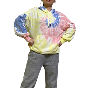 Solid Trader Superior <b>Soft</b> Cotton Classic Drop Shoulder Loose Fit Vibrant Multi Tone Sweatshirt Women Tie Dye <b>Hoodie</b> - Product Image 1