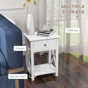 Tavolino Moderno Bianco con Cassetto e Ripiano per Camera da Letto o Soggiorno, Tavolo Console - Product Image 4