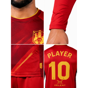 เสื้อผู้รักษาประตูแฮนด์บอลชายแบบคอวี ผ้าโพลีเอสเตอร์อินเตอร์ล็อค 100%  ขอบเอวยางยืด  ชื่อทีม SSM แขนยาว  ชุดแข่ง OEM - Product Image 4