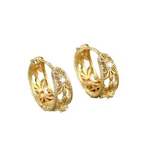 Pendientes de Aro con Diseño de Corte Dorado, Pendientes de Aro Redondos Geométricos Plateados para Mujer, Joyería para Vacaciones en la Playa, Regalos - Product Image 3