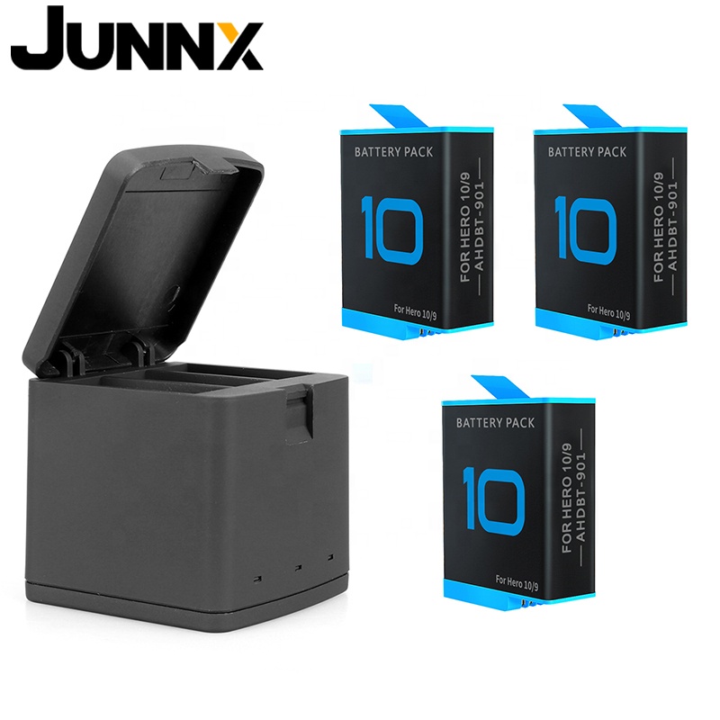 Junnx Новый GH9-10 1750 мА/ч, 3 способа светодиодный свет батарея зарядное устройство TF карты Срок службы батареи для экшн-камеры GoPro Hero; Размеры 9 и 10 Аксессуары для фотоаппаратов