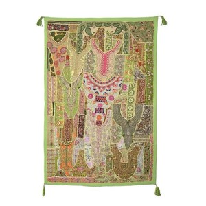 Tapisserie murale indienne Art Déco, faite à la main, écologique, en tissu lavable, portrait de perroquet vert, décoration intérieure de Noël - Product Image 4