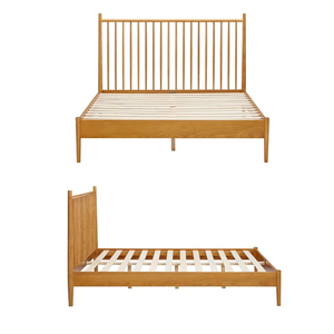 Últimos diseños de camas de madera 2024 con durabilidad inigualable Cama de plataforma de madera maciza moderna de mediados de siglo para muebles de dormitorio - Product Image 4