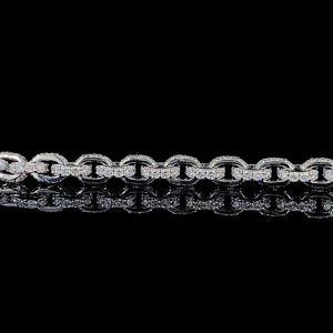 Pulsera de Lujo con Eslabones Ovalados y Moissanita, Plata 925 con Baño de Rodio, Joyería Hip Hop para Hombre y Mujer - Product Image 2