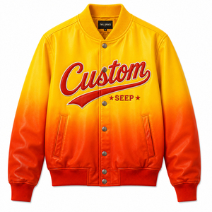 PU Leather Winter Fashion Streetwear Factory Direct Men's Letterman <b>Jacket</b> Premium Custom Logo Front Wholesale Supplier - Product Image 1