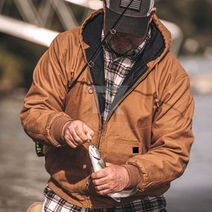 Pakistan Manufacturer's Custom Winter Stand Collar Waterproof Windproof Breathable Solid Color <b>Canvas</b> <b>Men's</b> Windbreaker <b>Jackets</b> - Product Image 6