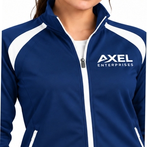 Chaqueta deportiva para mujer con cremallera completa, cuello alto, manga larga, estilo casual deportivo, diseño de hombros en contraste. - Product Image 4