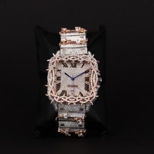 Relojes de Lujo con Diamantes Incrustados, Reloj de Diamantes Totalmente Incrustado, Caja Cuadrada Personalizada, Relojes Hip Hop Brillantes para Mujer - Product Image 1