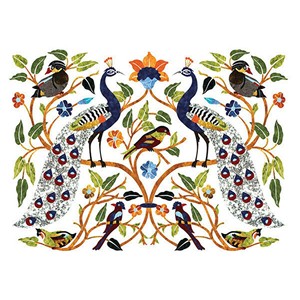 Aqdus Saleem Rosewood Semi-Precious Stone Inlay Rectangular Traditional Wall Hanging Handcrafted Moradabad <b>Art</b> Mother's Day - Product Image 5