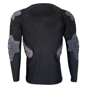 Protège-épaules de rugby, protection de poitrine, sous-vêtement de gardien de but de football noir à manches longues, chemises de compression rembourrées avec protections - Product Image 3