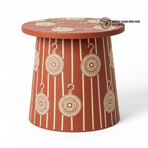 Designer Red Bone Inlay Accent Table for Living Room Luxury Red Bone Inlay End Table – Traditional Floral Pattern - Product Image 6