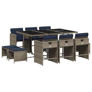 Juego de 10 Sillas de Comedor para Patio en Gris y Azul Marino para Conjuntos de Comedor de Jardín - Product Image 2