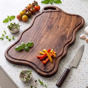 Tabla de cortar de madera hecha a mano con mango |   Tabla de Cortar Multiusos Resistente para Verduras, Frutas y Carne |   Lavavajillas Ecológico - Product Image 4