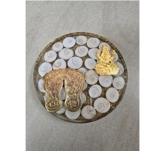 Laxmi Coaster fait à la main Laxmi Chakra argent aimant Orgone Coaster Laxmi Yantra Gomati Chakra disque de pierres précieuses - Product Image 1