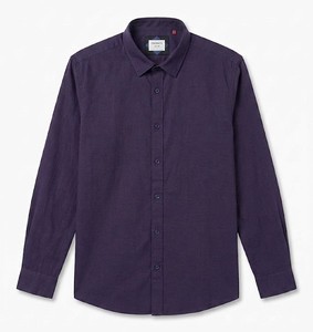 เสื้อเชิ้ตผู้ชาย Enovate แบบกระดุมสองแถว สีพื้น แขนยาว สไตล์ลำลอง ปกคอพับ ระบายอากาศได้ดี ผ้าป๊อปลินคอตตอน - Product Image 1