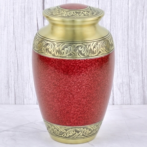 Purple Leaf Pattern Brass Adult Cremation Urn with <b>Polished</b> Finish for Human Ashes, Funeral Memorial and Burial Urn - Product Image 2
