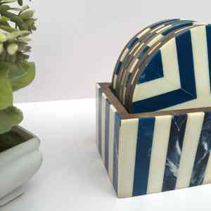 Juego de 4 Posavasos de Madera Hechos a Mano, Modernos, Personalizables con Logotipo, Diseño de Incrustaciones de Hueso de Alta Calidad para Mesa de Té y Café - Product Image 2