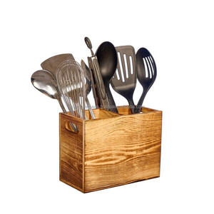 Handcrafted Wooden <b>Utensil</b> <b>Holder</b> Kitchen Counter Organizer - Product Image 1