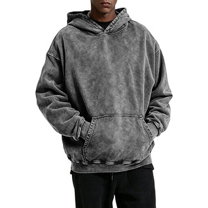 <b>Men's</b> Oversized Hooded Fleece <b>Sweatshirt</b> Solid Gray Casual Pocket Hoodie Regular Fit Autumn Wear - Product Image 4
