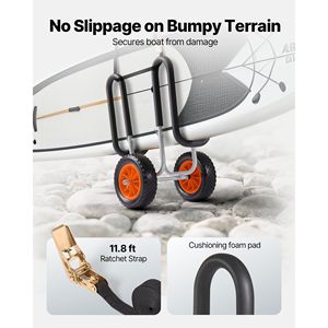 Carrito para Kayak con Capacidad de Carga de 150 Libras, con Llantas de Goma Sólida de 10 Pulgadas, Soportes, Carrito para Tabla de Paddle Surf, Carrito para Equipos de Deportes Acuáticos - Product Image 4