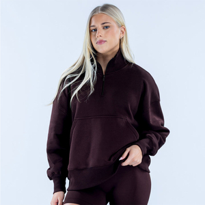 Top Selling Wholesale Custom Logo Women's Quarter Zip Stand Collar Sweatshirts Women's Ribbed Cuff & Hem Sweatshirt At <b>Low</b> Price - Product Image 2