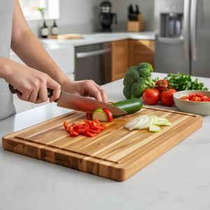 Planche à découper en bois avec rainure pour jus, durable, sans danger pour les aliments, planche de boucher de cuisine, durable, compatible lave-vaisselle, Vietnam - Product Image 2