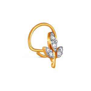 Flower Shape Lab Grown Diamond <b>Nose</b> Pin 18K Yellow <b>Gold</b> Plated Luxury <b>Stud</b> Women's Everyday Wear Claw Setting Brilliant Cut - Product Image 2