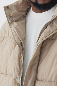 Chaqueta Acolchada para Hombre, de Invierno, Rellena de Algodón, Resistente al Viento, Transpirable, Diseño Casual con Parches, Estilo Urbano, Corte Regular, Negro Gris - Product Image 5