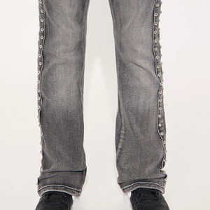 Jeans de mezclilla cómodos para niños, mezcla de algodón, efecto lavado, con cierre de botón y bolsillos laterales, precio económico para compradores - Product Image 6